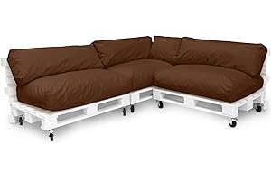‎SPATIUM Spatium Jumbo XXL Palettenkissen Set abnehmbar Bezug wasserdicht gesteppt Palettenpolster Palettenauflage Palettensofa (Braun, 7er Set)