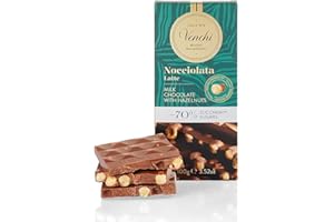 Venchi - Milk Chocolate Hazelnut Bar with 70% less sugar, 100g - No added sugar - Gluten Free