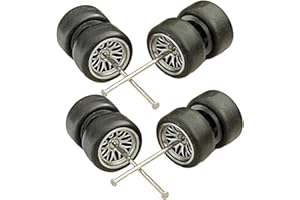 perfk 8 Pièces 1: 64 Modèle de Simulation Roues de Voiture Pneus avec Arbre de Rouleau Miniature Jouets pour Enfants, Pièce de Voiture RC, argent