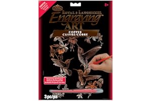 ROYAL & LANGNICKEL Royal Brush Manufacturing 600202 Copper Foil Engraving Art Kit 8"X10"-Hummingbird Foliengravur Kunst Humminggrd, Kupfer, Kolibri-trio, Einheitsgröße