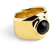 SINGULARU - My Onyx Ring Solid Brass with 18 Kt Gold Plated Finish and Onyx Stone Jewellery for Women Size 10 to 20