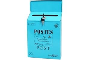 TentHome Cassetta delle lettere da parete vintage con aletta e serratura (blu 1)