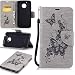 Produktbild jbTec Flip Case Handy-Hülle Book #S23 Schmetterlinge & Blumen zu Motorola Moto G5 - Handy-Tasche Schutz-Hülle Cover Handyhülle Bookstyle Booklet Handschlaufe, Farbe:Grau, Modell:Motorola Moto G5