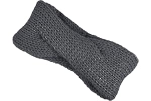 ‎NEVERLESS Neverless® Damen Stirnband Strick Winter Knoten Ohrenschutz Knite Headband dunkelgrau unisize