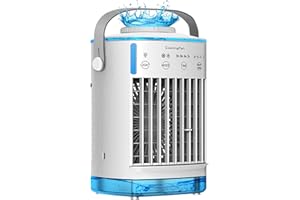 OAUIR GUSIX Portable Air Cooler,5-in-1 Smart Mobile AC | Dual Ice-Mist Modes + 7-Color Mood Light + 12H Timer | Multi-Space Cooling Solution for Home/Office/Bedroom/Desktop