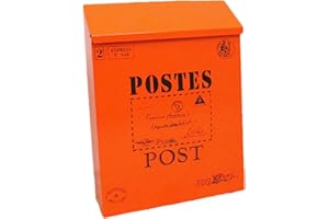 TentHome - Cassetta delle lettere da parete, stile vintage, con chiusura a risvolto e serratura (arancione 1)