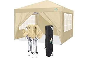 COBIZI Pavillon 3x3 Wasserdicht Stabil Winterfest Faltpavillon 3x3 mit 4 Seitenwnden Outdoor Pop-up Pavillon Klappbar 3x3m UV Schutz 50+ Garten Zelt Partyzelt Faltbar Partyzelt inkl. Tasche(Khaki)