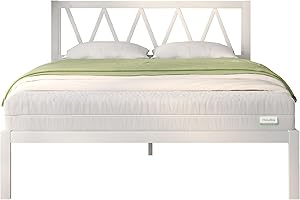 Novilla Rete Letto Una Piazza e Mezza 120x190 con Testiera e Pediera, Struttura Letto a Doghe in Legno, Spazio di Archiviazione Sotto al Letto, Perfetto per Tutti Tipi di Materassi, Nero, Bianco