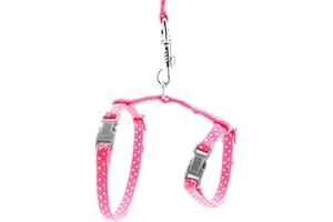 SMALLLEE_LUCKY_STORE Spielzeug Hund Katze Kätzchen Verstellbares Geschirr Halsband Kaninchen Geschir Elastischer Gehgeschirr Set für Kleintiere,Giraffen,Rosa