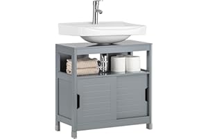 ‎SOBUY SoBuy FRG128-SG Waschbeckenunterschrank Badmöbel Badschrank mit Fußpolster Waschtisch Unterschrank dunkelgrau BHT ca.: 60x61x30cm
