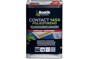 BOSTIK CONTACT 1454 POLIESTIRENO Ámbar, Cola de Contacto Especial Poliestireno, Gran Agarre Inicial, Adhesivo de Caucho Sintético en Disolución de Gran Rendimiento, Todo Tipo de Soportes, Bote de 5 l