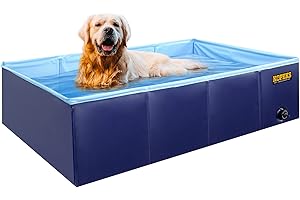 KOPEKS Baignoire Rectangulaire d'Extérieur - Piscine Chien et Baignoire Pliable Enfant pour Douche - Portable et Pliable Grande Taille - 109,2 x 68,6 cm - Bleu