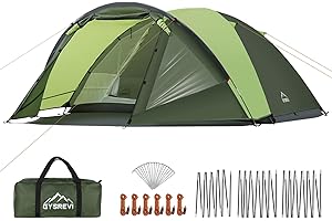 Gysrevi Tienda de Campaña Familiar para 3-4 Personas con Porche, Impermeable 3000 mm, Tenda Campismo Portátil Ultraligera con Dormitorio, para Trekking, Camping, Aventura Etc