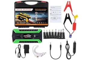 20000mah Car Jump Starter, Baceyong 12V 4USB Portable Car Battery Starting Device Car Starter with Laptop Adapter Notebook Cconversion Cable Car Charger Tool Box Green