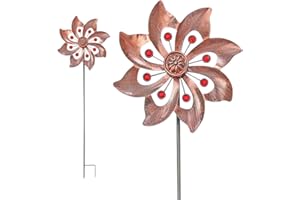 AYYDS Scacciapensieri da Giardino, Mulino a Vento in Metallo, Girandola Cinetica 3D per Terrazze e Prati, Decorazioni (Ottone)