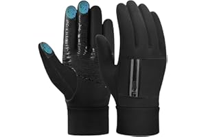 OOPOR Guantes térmicos de invierno para deportes de ciclismo para hombres y mujeres, guantes de correr para pantalla táctil, puños elásticos de silicona, cálidos y actualizados, forro polar grueso para senderismo, conducción, escalada, equitación, bicicleta, color negro