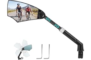 RYMALL Lusterko rowerowe swobodnie chowane, obracane o 360 stopni, 20-23 mm, do roweru elektrycznego, do rowerów górskich, wyścigowych