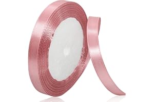 XMASOLDECOR Rose Gold Satin Ribbon 10mm x 22 Meters, Solid Colour Fabric Ribbon for Gift Wrapping, Crafting, Balloon, Sewing Project, Hair Bows, Bridal Bouquet, Wedding Favours Decoration