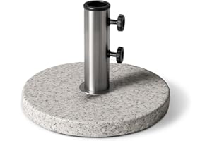 KEPLIN Parasol Base Stand 9kg – Heavy Duty Granite Patio Umbrella Holder for Garden, Outdoor Furniture, Canopy, Gazebo, Awning – Weather Resistant – Fits 45mm Pole (9kg, Granite)