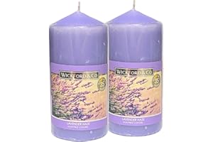 SHOPZEE TRADING LTD Scented Pillar Candle Bundle: Wickford & Co Long Burning Candles - 35-Hour Burn Time (Lavender Haze 2-Pack, Purple)