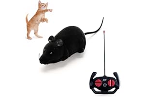 Pixibond Remote Control Rat Mouse Cat Toy Realistic RC Fake Rat Mouse Toy Flocking Wireless Chasing Electronic Interactive Cat Toys Prank Joke Scary Trick Rats for Cats Pets Novelty Gift (Black)