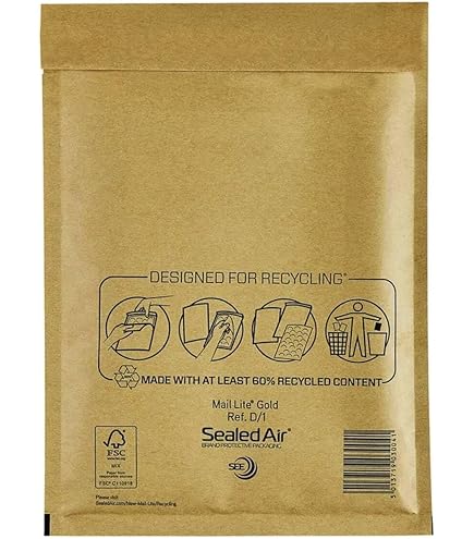 Lot De 200 Enveloppes Matelassées Featherpost F3 - Boîte Endommagée, Blanches Dorées, Occasion