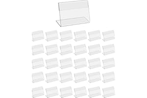 testyu 30 Piezas Expositor Metacrilato Transparente, 6 x 4 cm Porta Precios Transparente, Soporte de Sobremesa para Oficina Tienda Supermercado Promociones Restaurantes Transparente