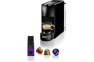 Nespresso Intenso Krups Essenza Mini - Cafetera de cápsulas 19 bares, 2 programas de café, tamaño ultracompacto y función de autoapagado, Negro XN1108