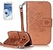 Produktbild Samsung I8190 Galaxy S III mini/S3 mini(2012) New Design Hülle mit Panzerglas,ISENPENK Original Flip Bookstyle Cover Wasserdicht Shockproof Anti Slip Protection Stoßfest Leather Case mit Standfunktion,3D Blume Muster Pattern Wallet Case mit Intern Karte Schlitz,Anti-Sturz Stoßdämpfend Magnetic Closure Handygürtel Wallet Tasche Schutzhülle Leathertasche für Samsung I8190 Galaxy S III mini/S3 mini(2012) 4.0Zoll-[Blume pattern,braun]+Panzerglas/Schutzfoile/Displayschutzfolie