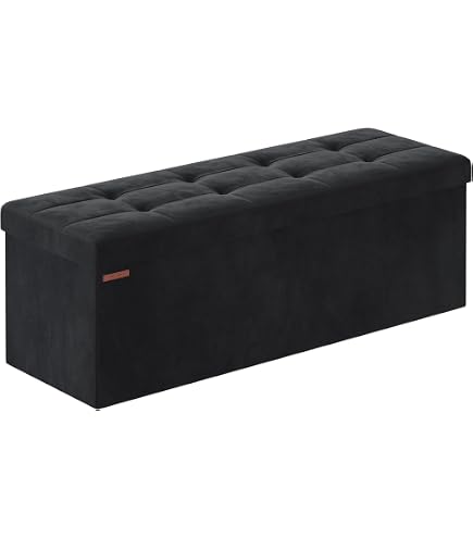 SONGMICS Banc De Rangement Pliable De 76 Cm, Coffre De Rangement Tabouret Repose Pieds Pouf De Chambre Noir 72207344