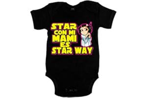 STAMPATS Body bebé parodia de princesa de las galaxias estar con mi mami es star way - Negro, Talla única 12 meses