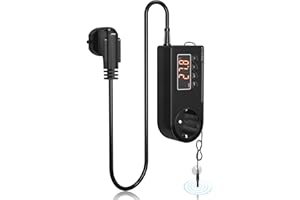 GlowUp Termostato per Terrari 220V Regolatore di Temperatura della Presa EU Plug con Sensore Digitale Termostato Controllo della Temperatura per Serre, Rettili, Acquari, Incubatori ECC (1Pcs)