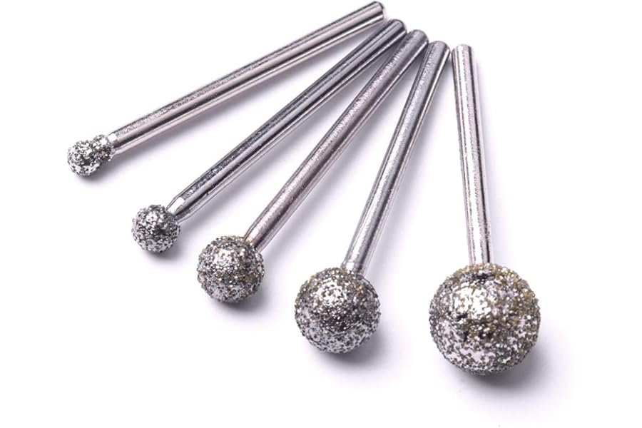 Atoplee 5pcs Diamond Grinding Bit 36# Diamond Mounted Point Coated Course Burrs Set Fits Rotary Tools