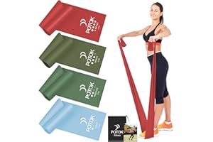 ‎POTOK 4er-Set Fitnessbänder mit 4 Widerstandsstufen, 1.5M Resistance Bands Gymnastikband mit Tragetasche Ideal für Yoga, Pilates, Krafttraining, Physiotherapie