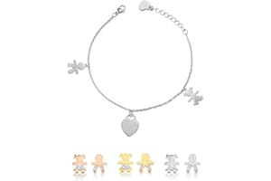 inSCINTILLE Sweet Child Bracciale Donna Acciaio con Ciondoli Bebè, Cuore, Piedini, Bracciale Mamma e Figlio, Confezione Idea Regalo Inclusa, Braccialetto Gravidanza Acciaio Inox