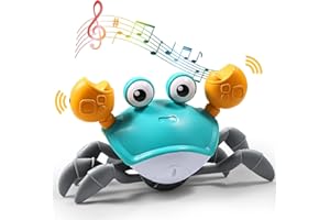 Goorder Giocattolo per Bambini 1 2 3 Anni, Giocattolo Sensoriale Granchio Strisciante con Musica e Luce, Evitamento Automatico degli Ostacoli Bambini Ragazzo Ragazza Compleanno Regalo di Festa