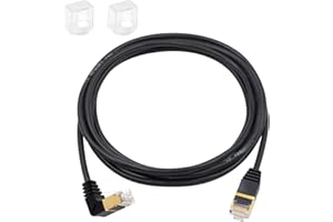 Duttek Câble Ethernet Cat8, 40Gbps 2000Mhz, Rallonge RJ45 à Down Angle avec Connecteurs RJ45 plaqués Or, Compatible avec Ordinateur Portable, Switch, Bureau, 2M