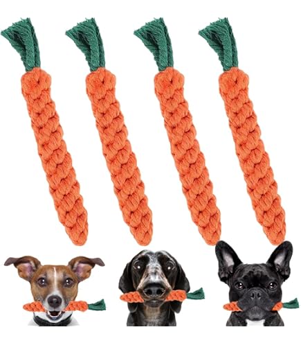 ILCBuy Karottenseil Hundespielzeug – 3er Pack Aus Baumwolle – Natürlicher Zahnreiniger & Für Tauziehen – Für Kleine & Mittlere Hunde