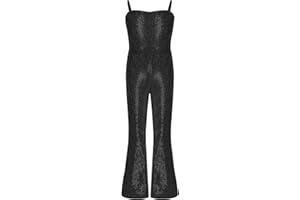 CHICTRY Kids Girls Chiffon Sequins Wide Leg Jumpsuit High Waist Ruffle Pants Romper Party Outfit