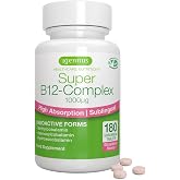 Igennus Super Vitamin B12 Sublingual 1000mcg, 180 Tablets | Methylcobalamin Methylated, 3 Forms of High Absorption, Pure and