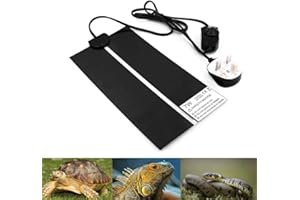 PeSandy Reptile Heating Mat with Temperature Adjustment, 7W Non-Adhesive Heat Pad for Reptiles Tortoise Snakes Lizard Gecko Hermit Crab Turtle Amphibians - Removable Under Tank Heat Pad (11x6 inch)