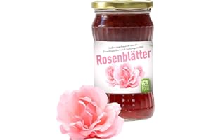 Fruchtaufstrich Rosenblätter mit mindestens 80% reduziertem Zuckeranteil* von LCW | 340g Glas | mit Fruktose und Süßungsmittel gesüßt | 40% Fruchtgehalt | fettfrei