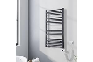 Meykoers Scaldasalviette Elettrico Bagno 100x50 cm, Radiatore portasciugamani per Bagno con termostato Digitale e Funzione Timer, Antracite