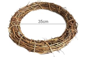 HTYG Fai da Te Ghirlande in Rattan Naturale Making-Decorazione di Cerimonia Nuziale Ghirlanda Ghirlanda in Rattan Naturale Ghirlanda Artigianato Fai da Te Decor per Porta di casa (35cm)