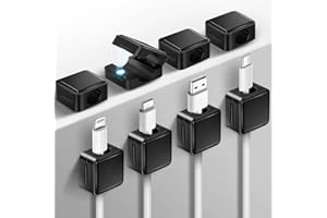 aceyoon 8 Pack Cable Tidy Clips, Magnetic Cable Clips Self Adhesive Desk Cable Management Wire Holder Organiser Desk Tidy for USB Charger Cable, Wall, Car, Office, Home (7mm, Black)