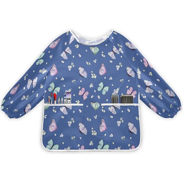 2 Wasserdichte Malschürzen Für Kinder (3-8 Jahre) – Mit Langen Ärmeln & 3 Taschen, Rosa/blau
