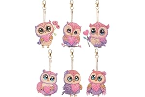 AISEN Portachiavi 5D Diamond Painting, portachiavi fai da te per pittura con diamanti 5D, kit regalo con gufo