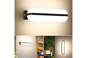 Letlit LED Aplique Pared Interior 4000K, 20W 2000LM Lampara Exterior Pared Moderna, IP65 Apliques de Pared, Luz exterior Pared para Terraza Jardin Pasillo Escaleras Baño Aseo Garage, 1 Pack Negro