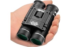 CAMPSLE 12x26 HD Mini Folding Compact Binoculars Bird Watching Travelling Horse Racing Fishing Concerts Festivals Sports events (BAK4 Prism, FMC Green Film, Fogproof, Waterproof, Anti-slip Grip)
