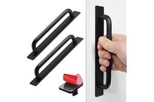 shuokang 2 Stück Selbstklebende Möbelgriffe, Aluminium Schrankgriffe, Schubladengriffe, Türgriffe, Ohne Bohren Griff für Kleiderschrank, Küche, Schiebetür, Balkontür (212mm, Schwarz)